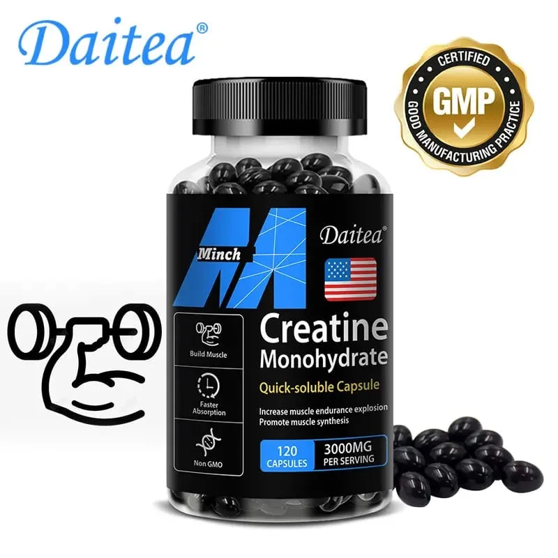 Creatine Monohydrate 3 000 Mg - Improves Energy and Endurance Increases Muscle Mass and Athletic Performance 120 Capsules