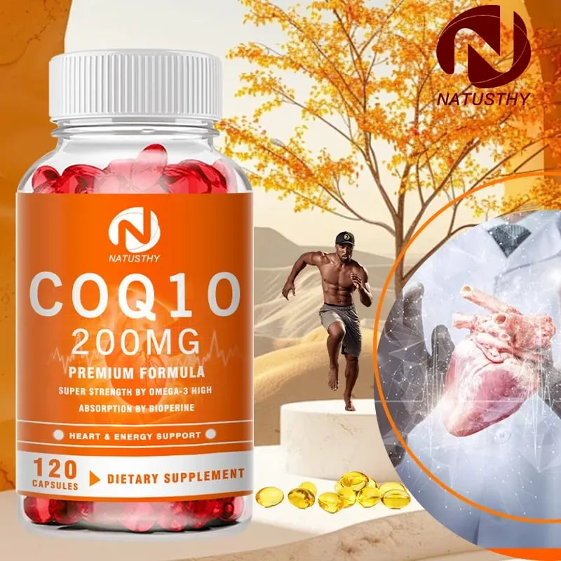 COQ10 Co-enzym Q10 200 mg voor energie Antioxidant Cardiovasculaire hersengezondheid Natuurlijk niet-GMO