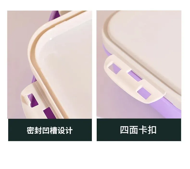 Demon Hunters Lunch Box para sa Boy Girl Cute Mira Zoey Jinu Portable Plastic Bento Box na may Dinnerware Food Fruit Container