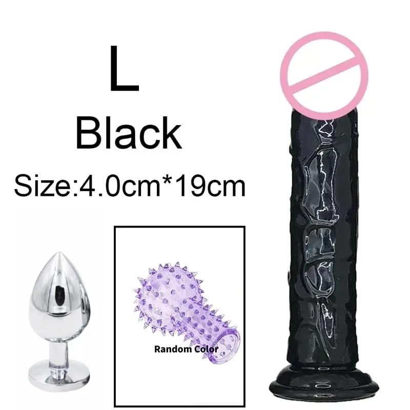 6 Sizes Realistic Dildos Adult Sex Toys For Man Women 18 Metal Anal Plug Clear Penis Butt Plug Anus Masturbation Stimulator Dick
