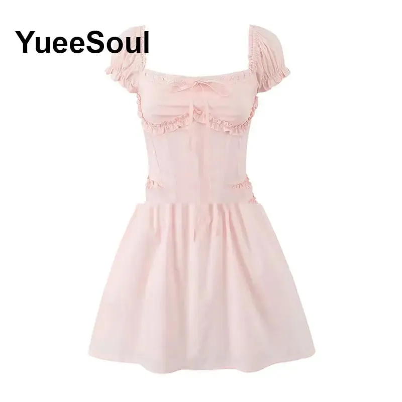 Pink Women's Dress Elegant Evening Birthday Party Female Dresses 2026 Summer New Sweet Cute Y2K Casual High Street Lolita Dress