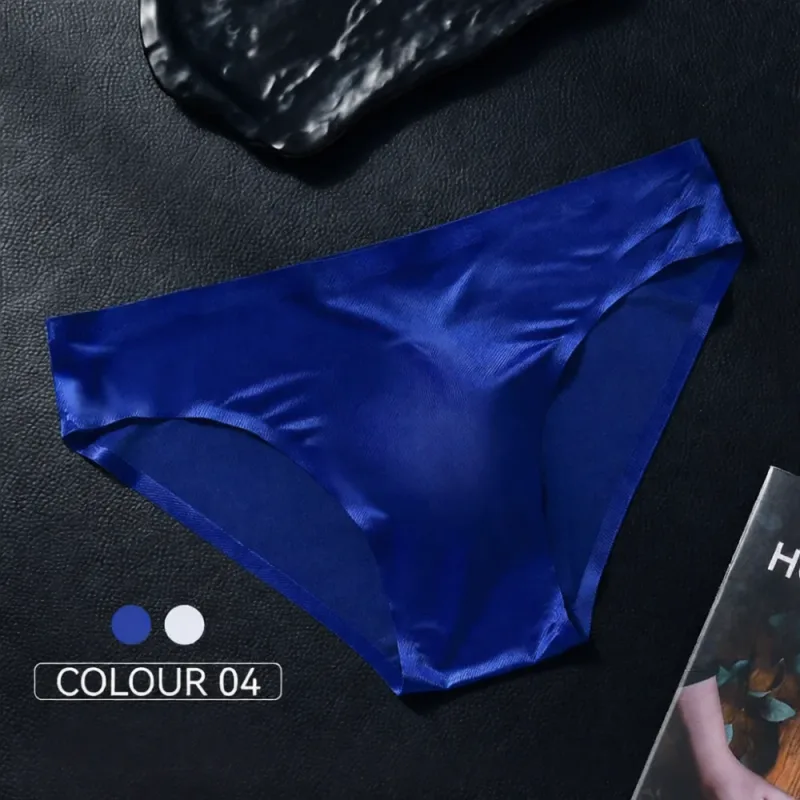 Mens Seamless Briefs Ice Silk Underwear 3D Pouch Breathable Quick Dry Elastic Low Waist Soft Solid Color Men Underpants
