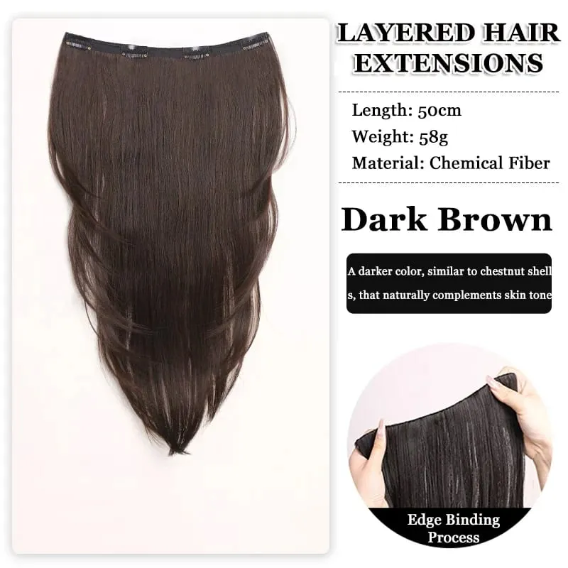Synthetic High-layer Inward Curl Hair Extensions for Women One-Piece Ultra-thin Invisible Long Straight Hair Extension