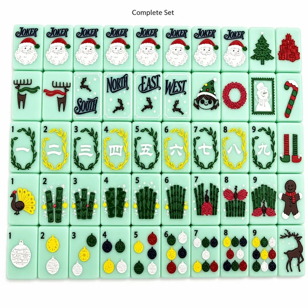 Original Design Christmas American Mahjong 160 Tiles - Acrylic 36x25x11mm with Jokers and Winds Holiday Game
