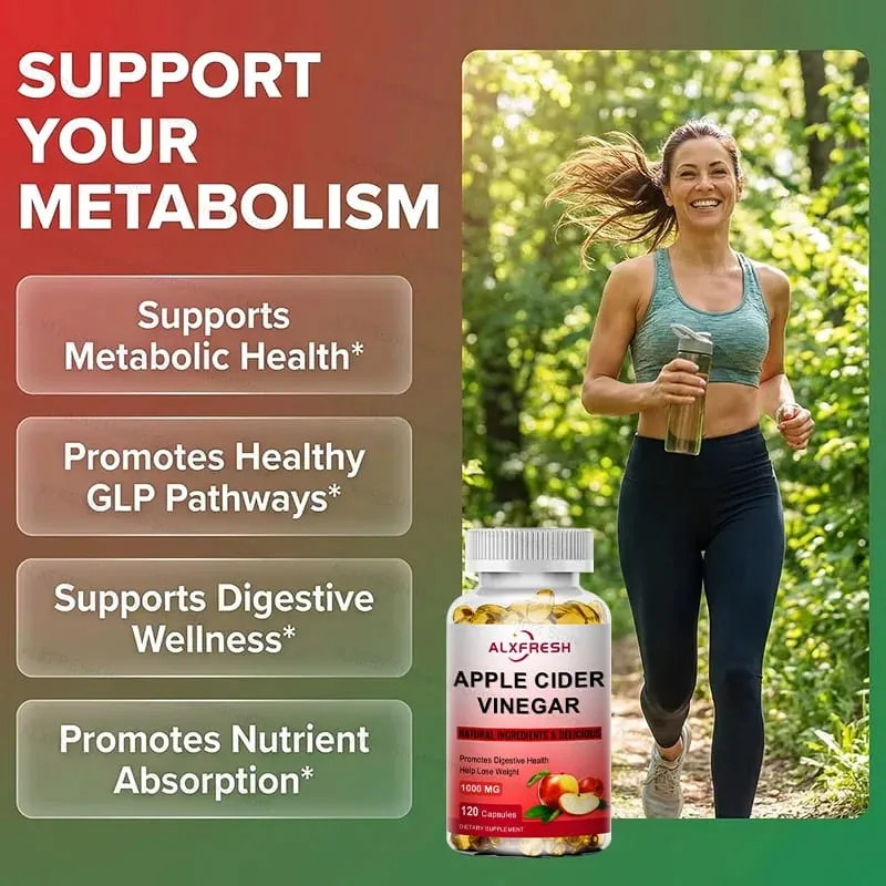 Apple Cider Vinegar Capsules Flat Belly Weight Management Digestion Detox Metabolism Burn Fat Appetite Suppressant