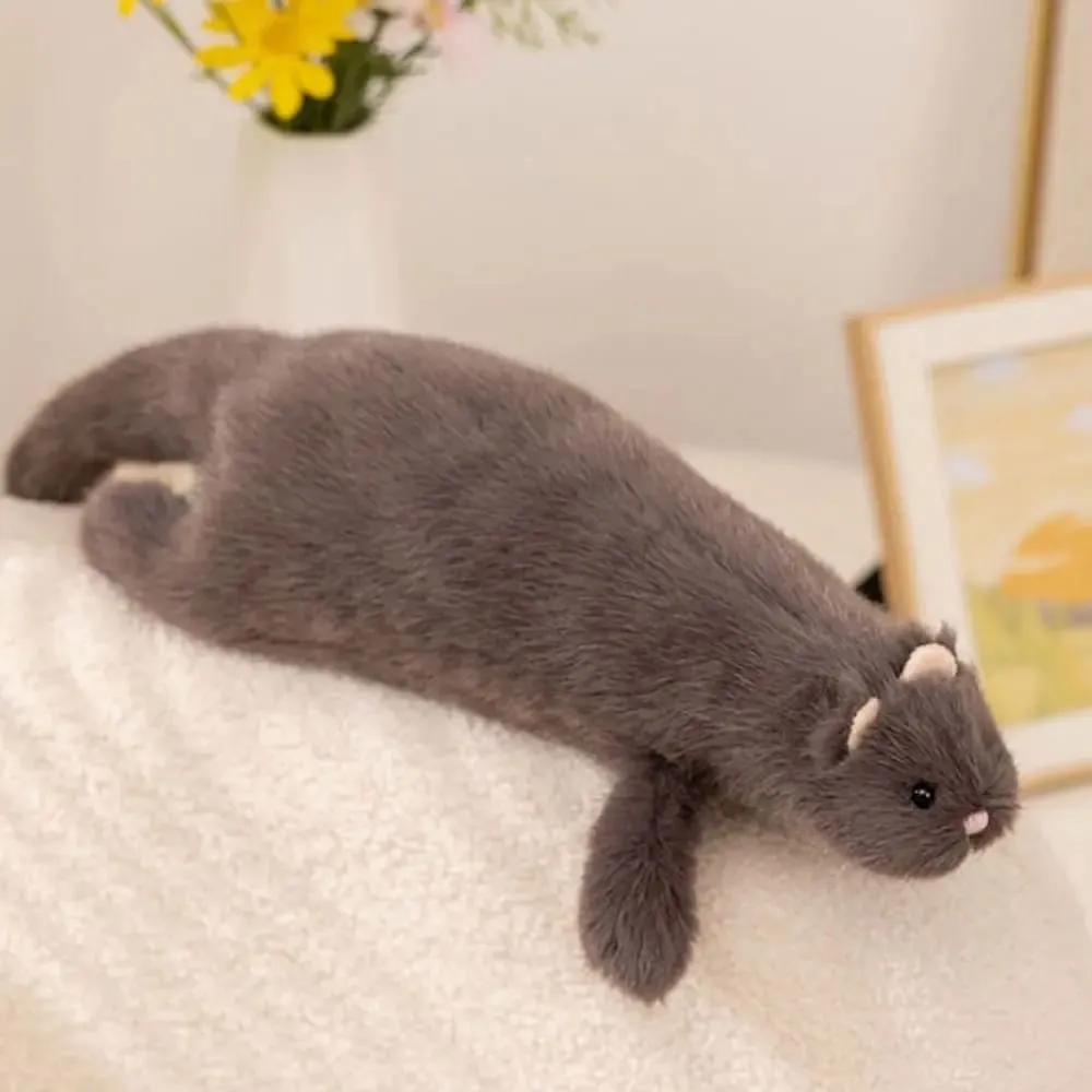 Soft Plush Ferret Plush Pillow Fluffy Texture Dense Stitching Long Ferret Cushion Cute Expression Plush Animal Pillow