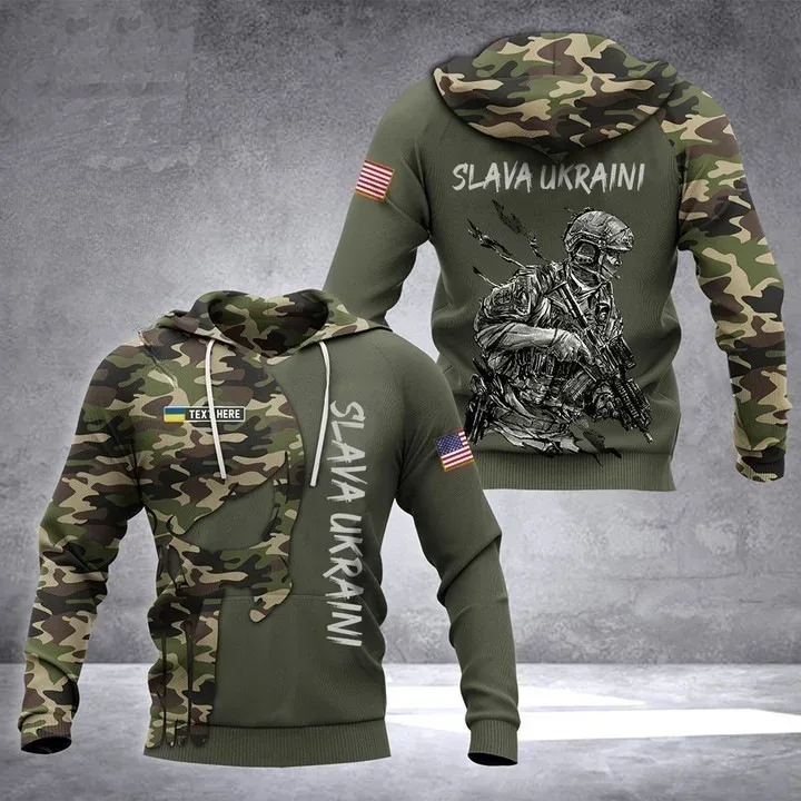 New Ukrainian national emblem Canada Flag Camo printed hoodies 3D Men Women casual pullover military hooded Sweatshirt clothing