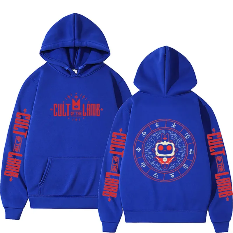 Game Cult of The Lamb Print Hoodie Men Women Vintage Fleece Cotton Pullover Hoodies Unisex Fashion Casual Oversized Streetwear