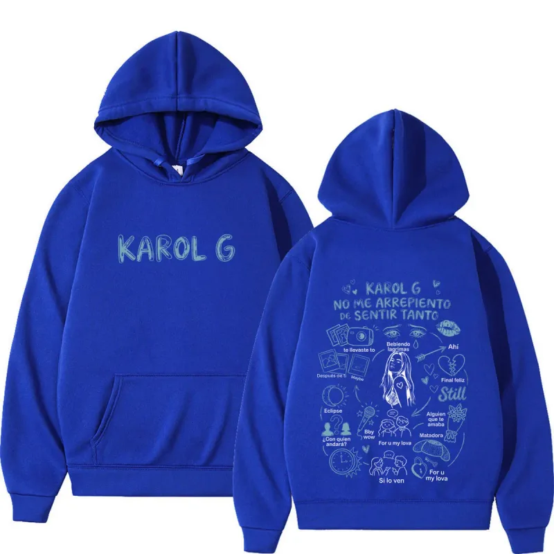 Karol G Album No Me Arrepiento De Sentir Tanto 2026 Print Hoodie Men Women Fashion Casual Pullover Long Sleeves Loose Hoodies