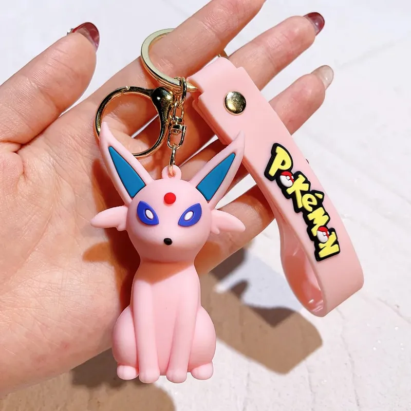 40 Style Wholesale Anime Pokémon Pikachu Eveen Keychain Cartoon Cute Charizard Keyring Student Backpack Car Key Chain Toys Gifts