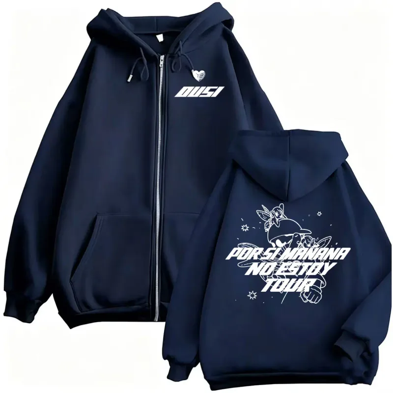 Omar Courtz Por Si Manana No Estoy Tour Zipper Hoodie Men Women Harajuku High Street Sweatshirts Jacket Long Sleeve Zip Up Coats