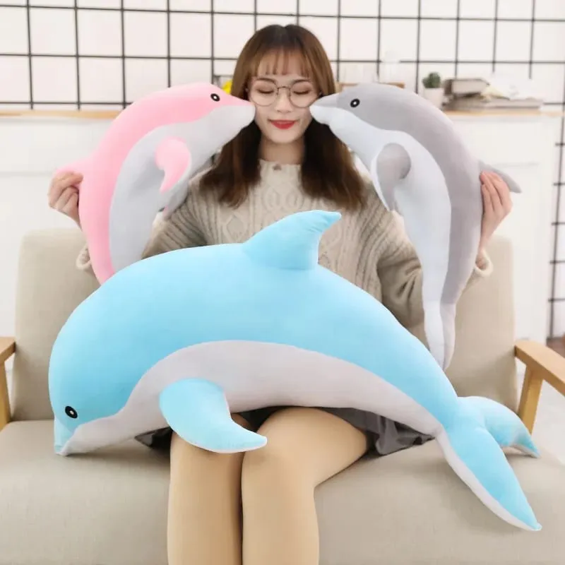 Children Dolphin Pillow Doll Sleeping On Bed Girl Doll Birthday Gift Ocean World Plush Toy for Kids Large Doll Peluches Gifit