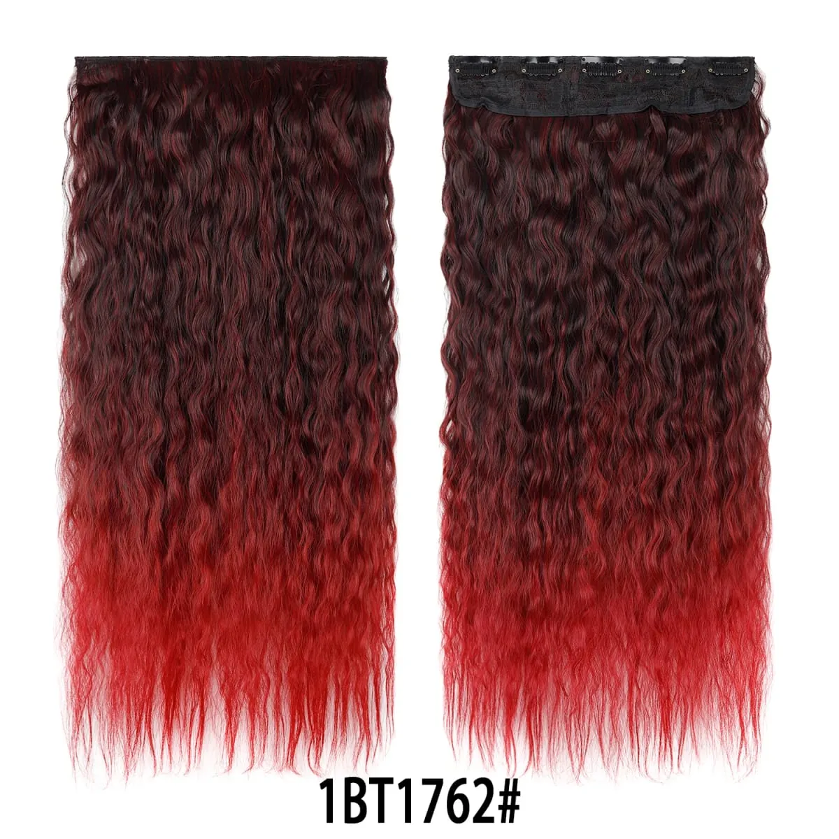Jeedou Clip in Hair Extension Kinky Curly Hair One Piece 5Clips Blue Rainbow Color Cosplay Props Synthetic Hairpieces For Girls