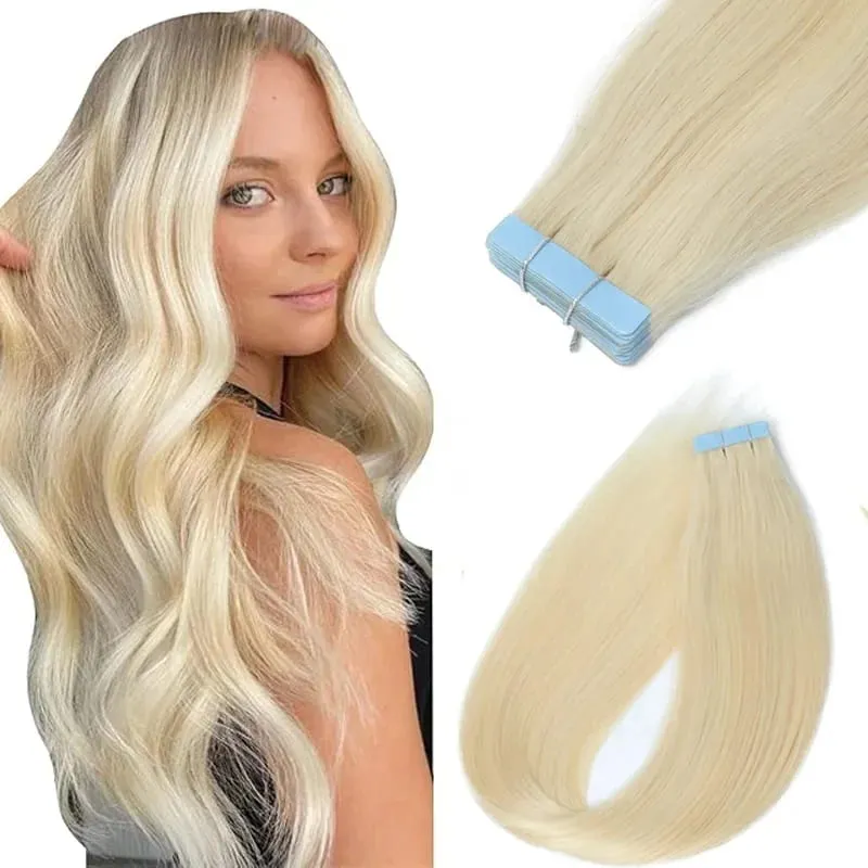 Blonde Tape in Hair Extensions Human Hai