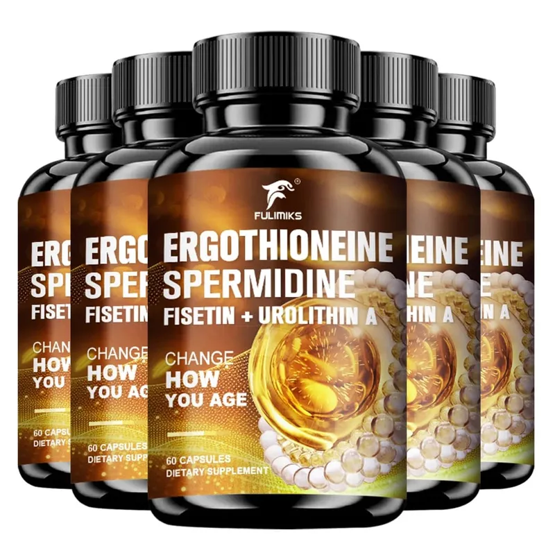 Ergothioneine & Spermidine Anti-Aging Capsules with Fisetin Urolithin A & PQQ Supports Cellular Health & Skin Rejuvenation