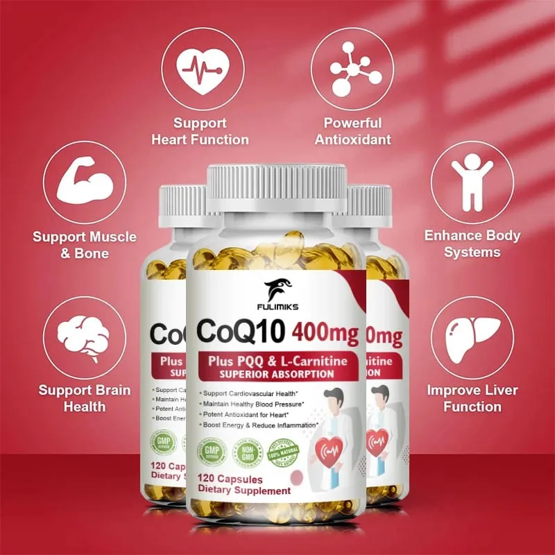 Buy 2 Get 2 Free! CoQ10 Ubiquinol 400mg Capsules Superior Absorption for Heart Health Cellular Energy & Antioxidant Defense
