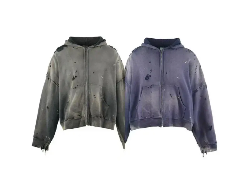 24FW SAINT Vintage Angel Printed Distressed Women Men Hooded Sweatshirt Hoodies Oversized Men Casual Cotton Pullover Hoodie