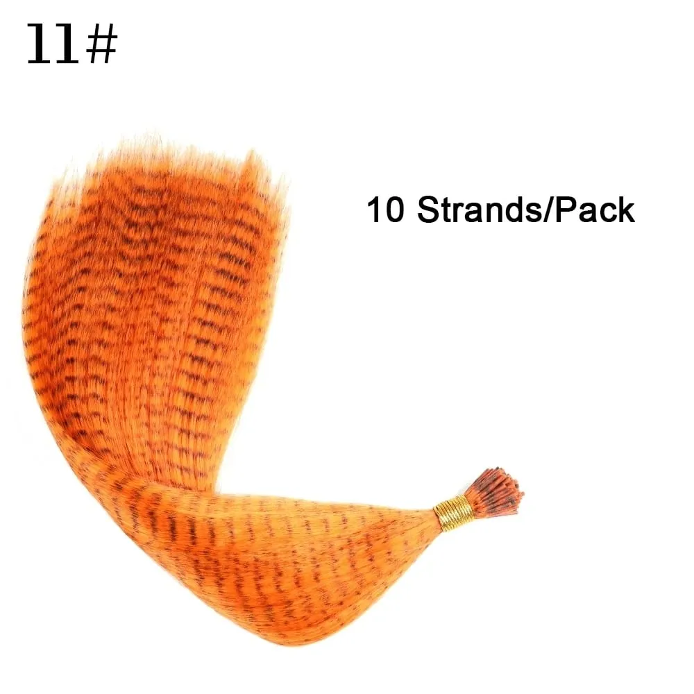 Synthetic Colored I-Tip Faux Feather Hair Extensions 16" 10 Strands/Pack Women's Heat Resistant Fiber Wig Accessories