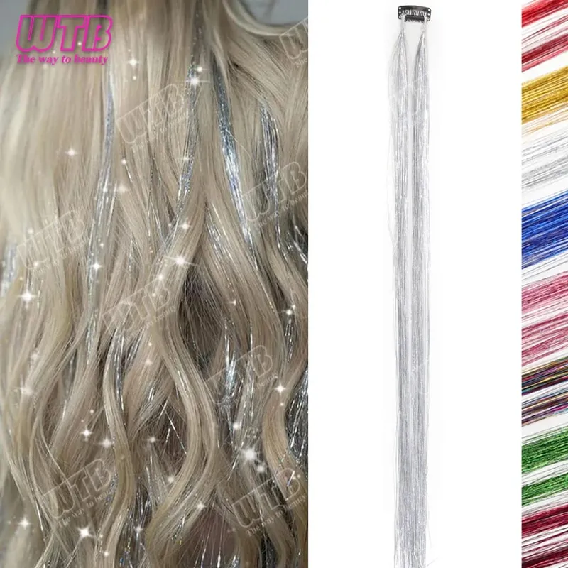 Multi-Color Glitter Synthetic Hair Extension Wig BB Clip Style Suitable for Women and Girls to Wear During Holidays and Events