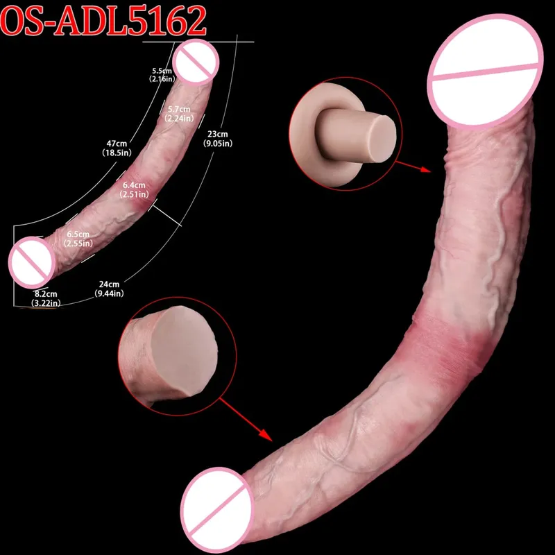 47Cm Thực Tế Dài Dương Vật Giả 2 Đầu Hậu Môn Âm Đạo Kích Thích Đồ Chơi Tình Dục Có Mút Dành Cho Các Cặp Đôi Đồng Tính Nữ Người Đồng Tính Nam trưởng Thành Dụng Cụ
