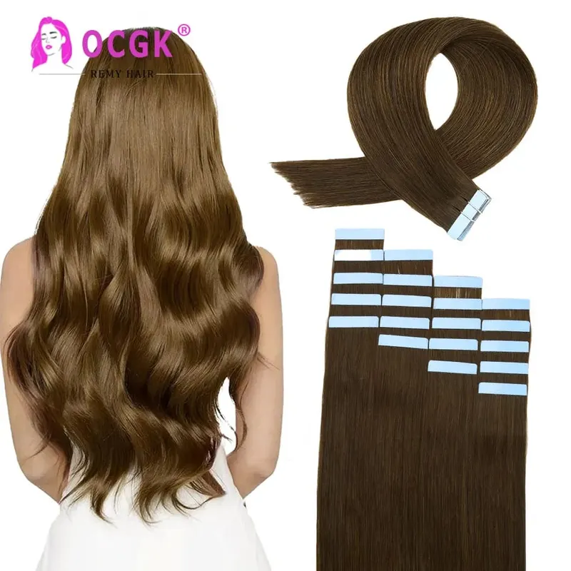 12A Tape In Hair Extensions 100% Remy Human Hair Pre-taped Skin Weft Adhesive Strips For Women Salon Use High Quality 14-22 Inch