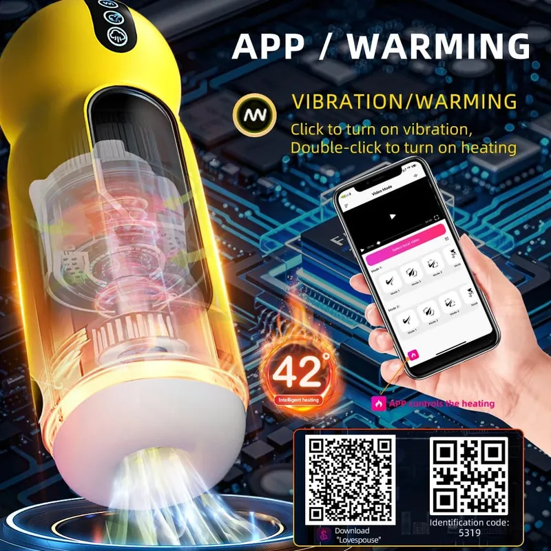 APP Heating Automatic Male Masturbator Cup Sucking Heated Vibration Vacuum Pocket Pussy Stroker Blowjob Penis Sex Toys For Men