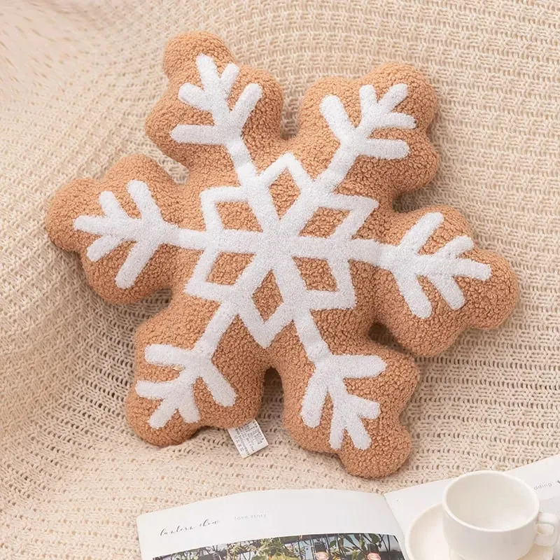 Christmas Day Plush Decor Pillow Stuffed Wreath Snowflake White Red Round Candy Soft Seat Cushion Party Prop Decor Gift