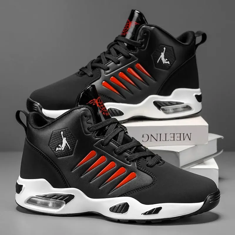 Men's High-Top Basketball Shoes Feature a Breathable Mesh Design for Maximum Comfort Outdoor Shock-Absorbing Running Shoes High-Rebound Cushioning Technology Make Running Smoother and More Comfortable Enhance Support Stylish White Design Su