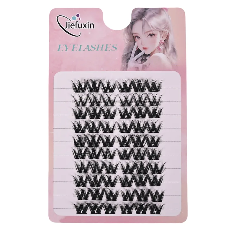 Tapered Thick Fox Eye Manga Cluster Lashes Jiefuxin Large Capacity Tray DIY Segmented Individual Self-Graft Lash Extensions