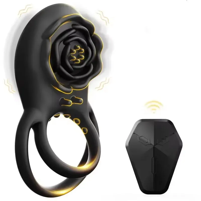 Penis Cock Ring Vibrator for Women Black Rose G Spot Nipple Clitoral Male Ejaculation Delay Nipple Clitoral Stimulator Sex Toys