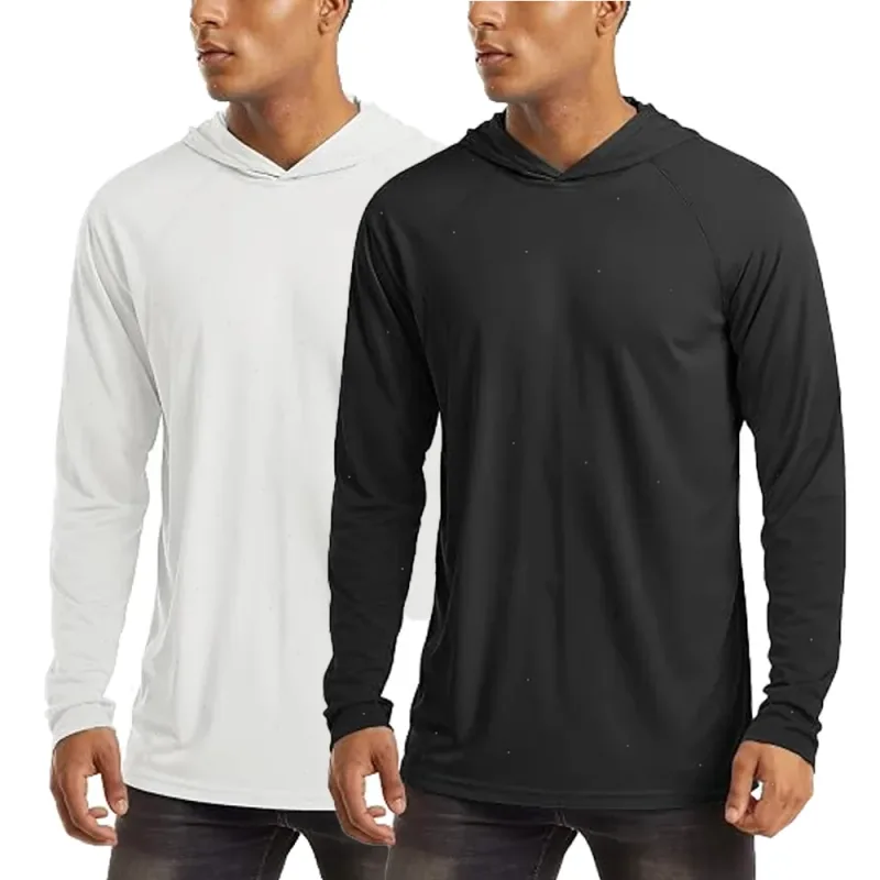 Men's Long Sleeve Hoodies Sun Protection Shirts Solid Quick Dry T-shirt Mens Bodybuilding Fitness Muscle Sportwear Gym Clothing