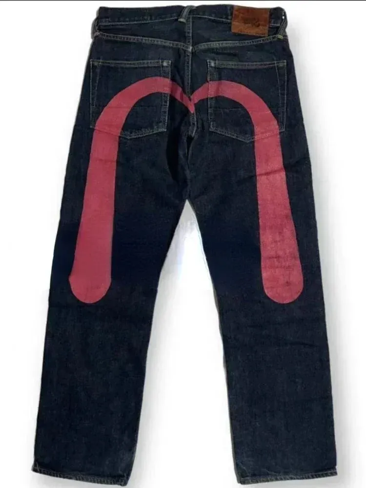 Jaren '90 Retro Y2K Nieuwe Hip Hop Rechte Jeans Straat Bestverkopende Gepersonaliseerde Bedrukking High Street Heren Casual Losse Jeans Paar