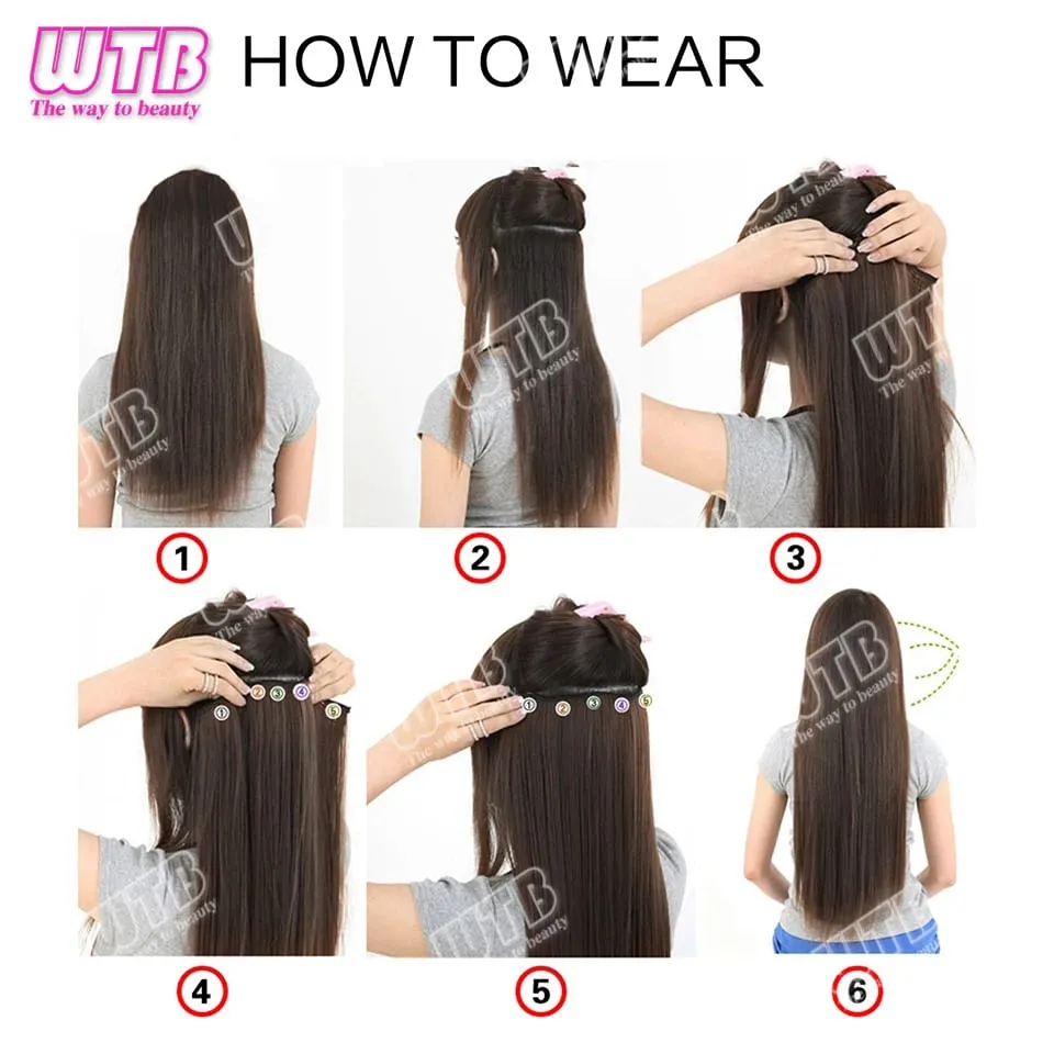 Extra Long Straight Synthetic 5 Clip Hair Extensions Ponytail Extension For Ladies Girls 20~40 Inches Clip In Extensions Hairpie