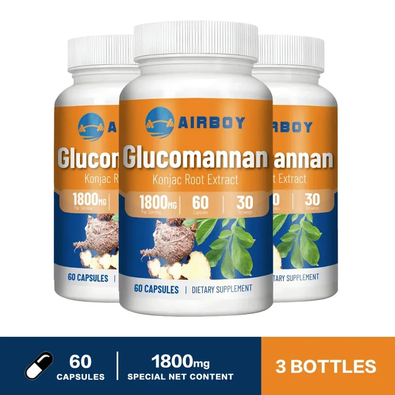 Glucomannan 1800mg - Promotes Energy Production Increases Satiety Appetite Suppressant Supplement