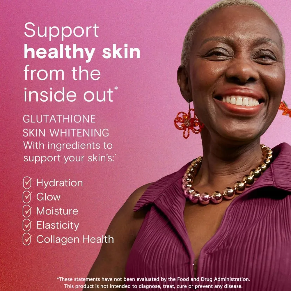 Skin Whitening Pill Skin Lightening Pills - 5000mcg Glutathione Supplement Dark Spots Melasma & Acne Scar Remover 60 Capsules