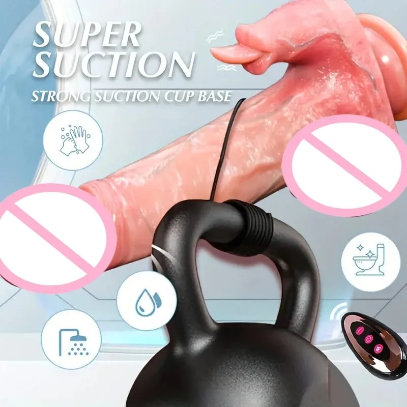 Dildo 7 Thrusts and 10 Vibration and Licking Modes Adult Sex Toy 22cm Realistic Vibrating Dildo with Strong Suction Cup For 18+