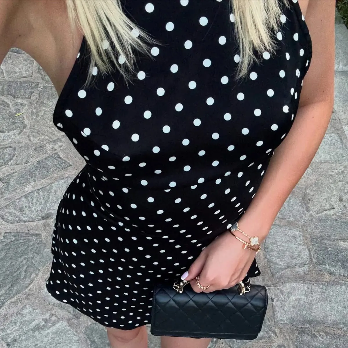 Sexy Polka Dot Print Halter Dress For Women Elegant Party Slim Backless Sleeveless Mini Dress Summer Vacation Outfits