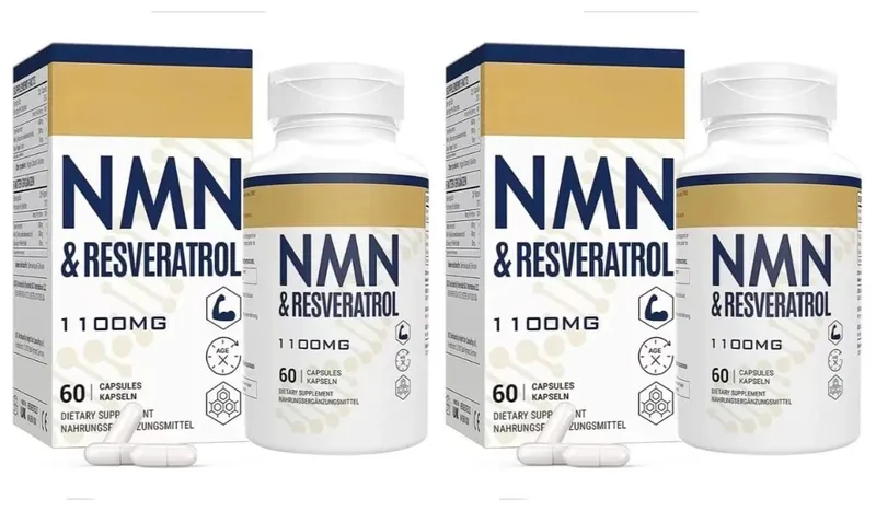 NMN & Resveratrol Supplement – 1100mg Capsules for Cellular Health DNA & Telomere Support with Black Pepper Extract – 60 Ct
