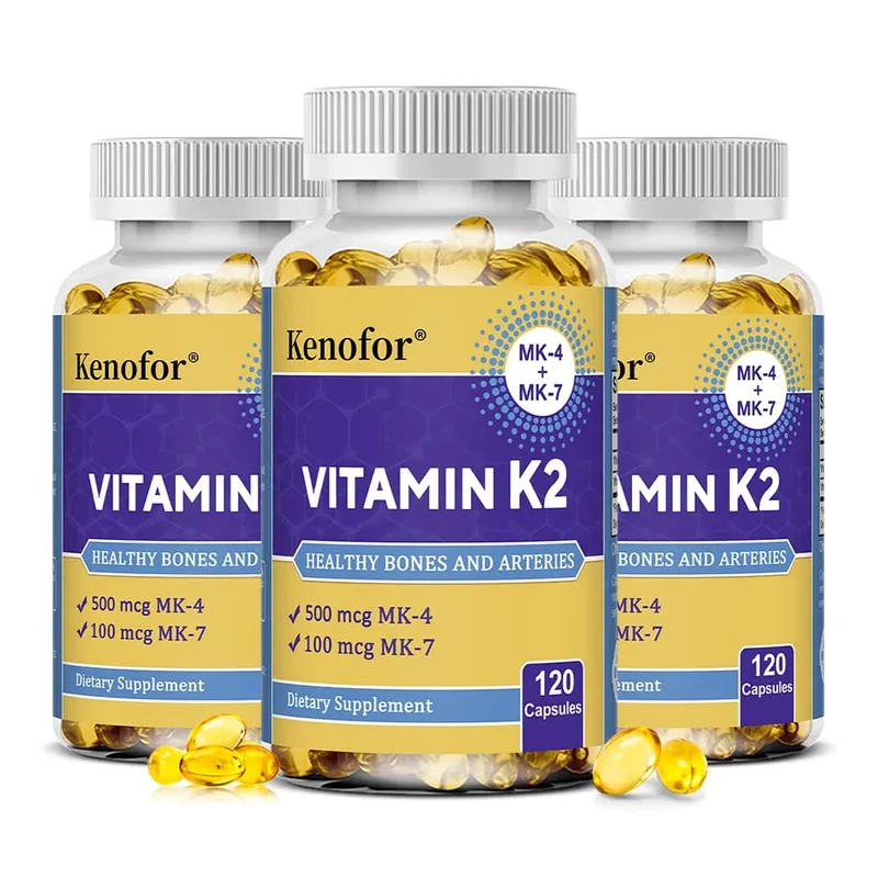 Vitamin K2 Capsules - MK-4 & MK-7 Support Calcium Metabolism Bone Teeth Joint & Cardiovascular Wellness Daily Immune Balance