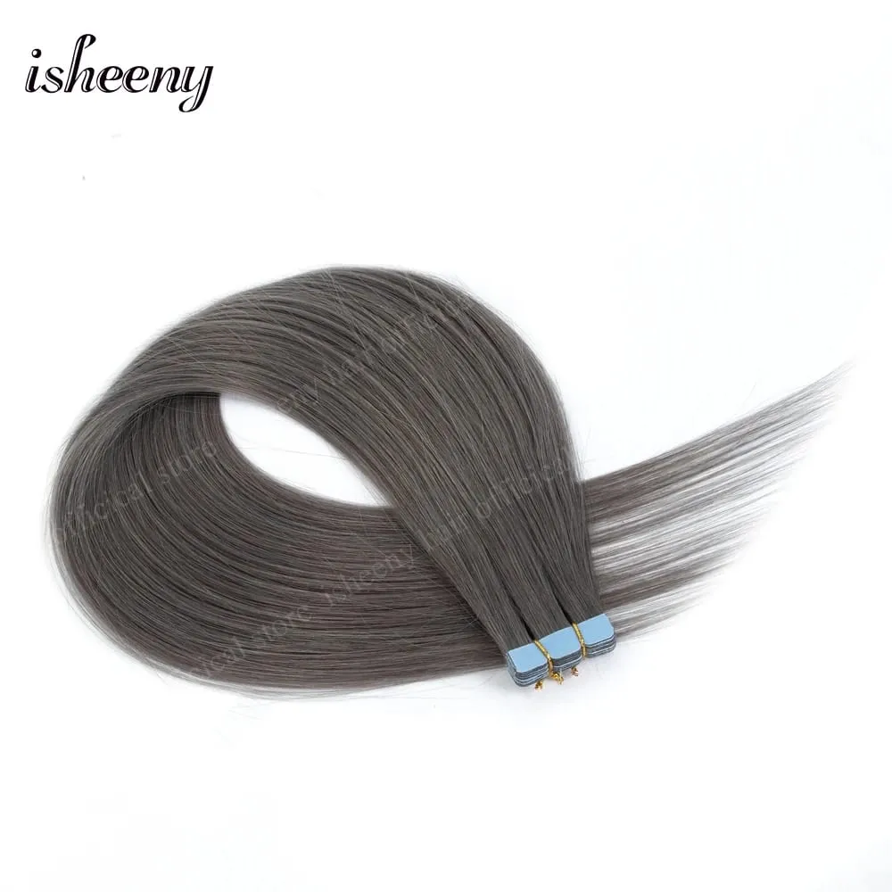 Isheeny 12' 16' 20' Tape In Hair Extensions Invisible Adhesive Tape In Hair Extension 10pcs/pack Pink Purple Blue Colorful Hair