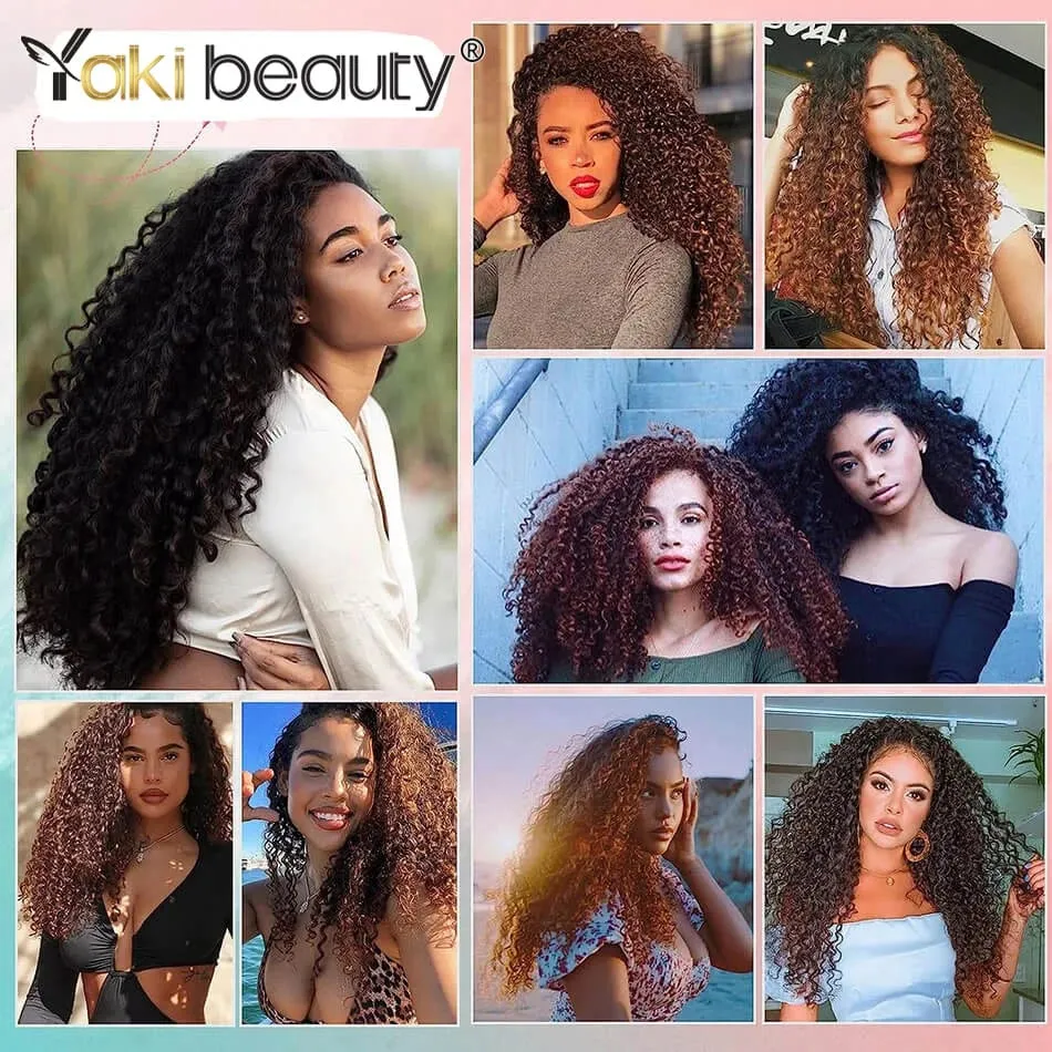 26'' Synthetic Jerry Curly Hair Extensions Double Weft Clip-In Full Head 6PCS/Set Organic Ice Silk Hairpiece Black/Brown 160g