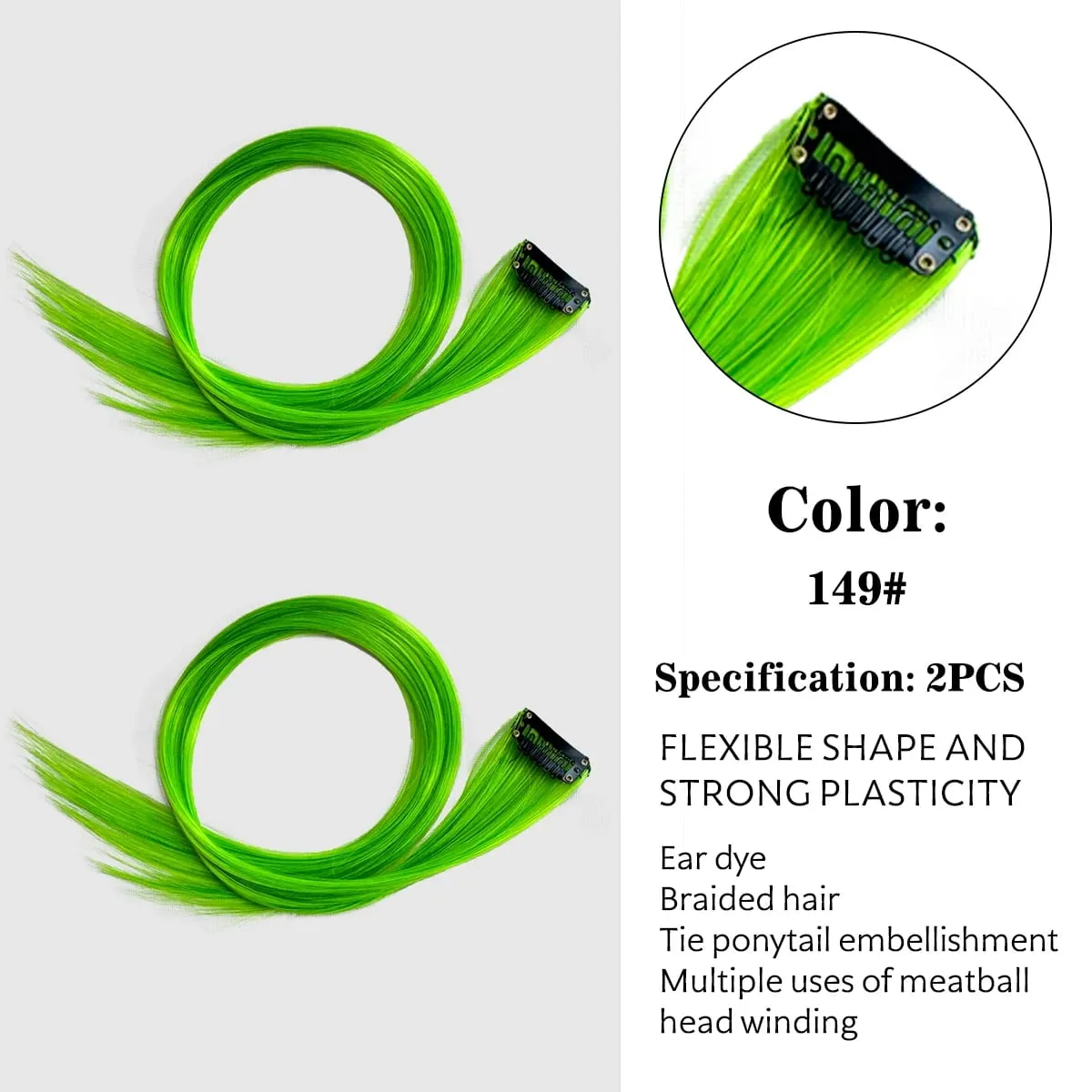 Synthetic Colored Clip In Hair Extensions Straight Highlight Hair Streaks Rainbow Hanging Hair Pieces Hairpiece For Women Party