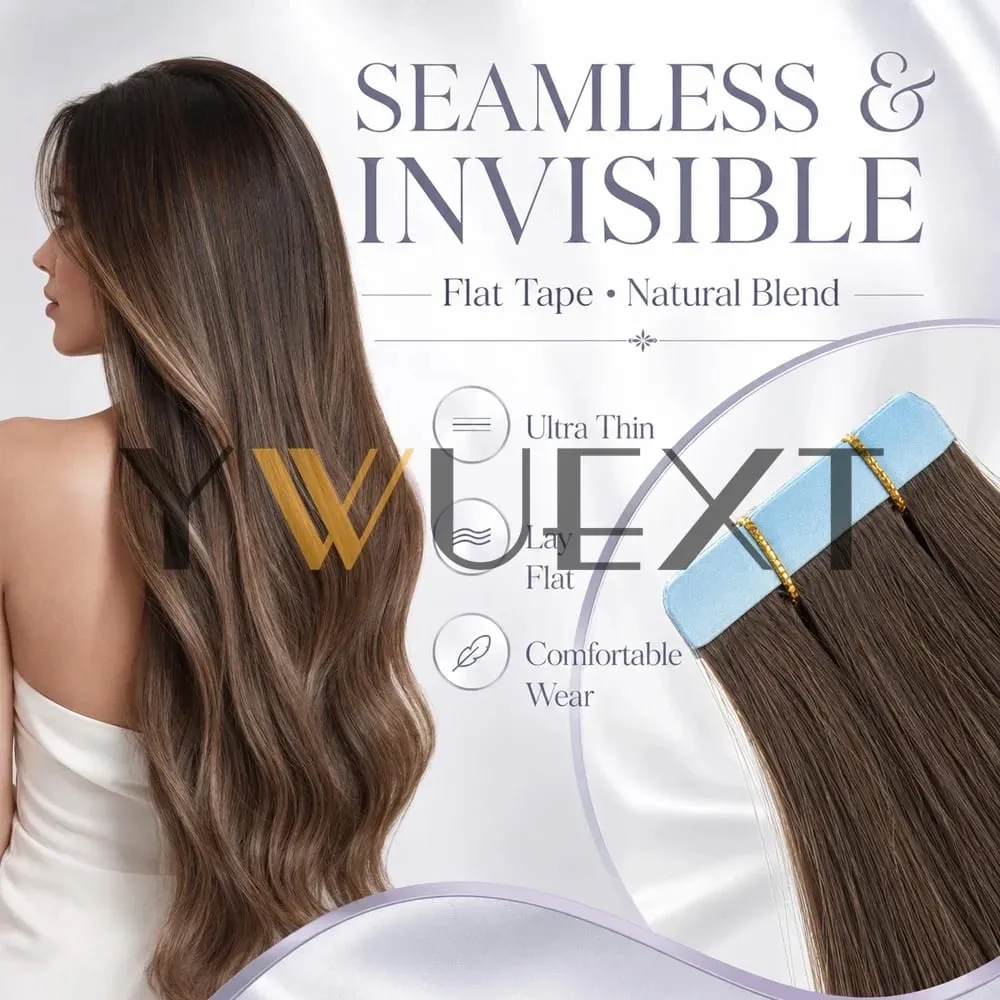 Tape In Human Hair Extensions 10Pcs/30g Per Pack Remy Real Human Hair Straight Natural Black Brown Blonde Multi‑Colors Seamless Skin Weft Tape Hair Extensions For Women