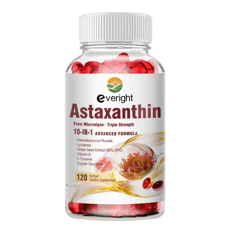 Astaxanthin 24mg – Antioksidan Ampuh untuk Kulit Mata & Kesehatan Kekebalan Tubuh – 10-in-1 dengan Lycopene Grape Seed Vitamin E & Zinc