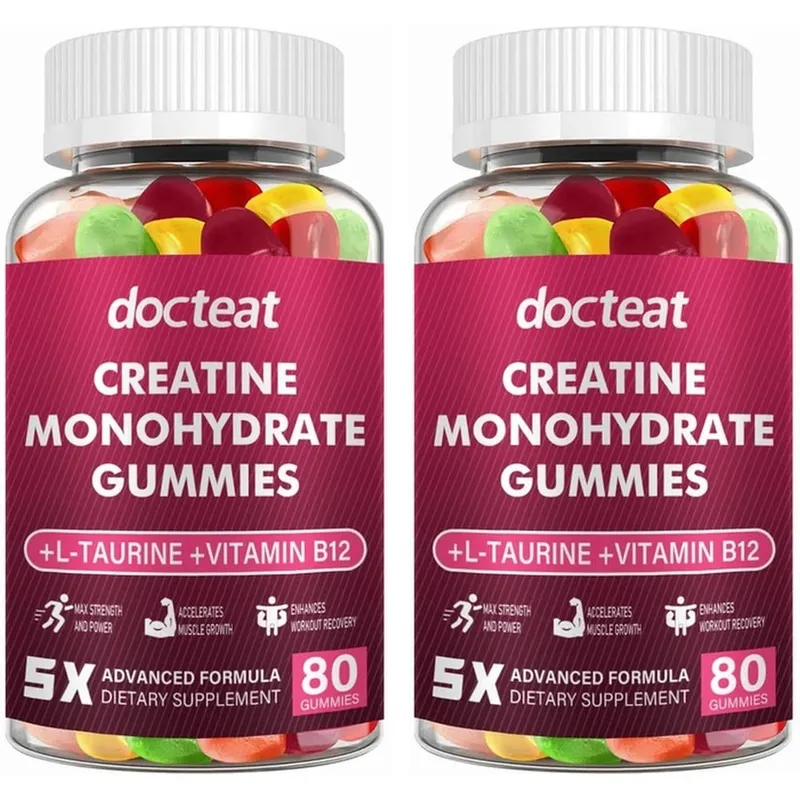 Creatine Monohydrate Gummies with L-Taurine and Vitamin B12 for Supports Training Performance and Daily Energy 80 Gummies