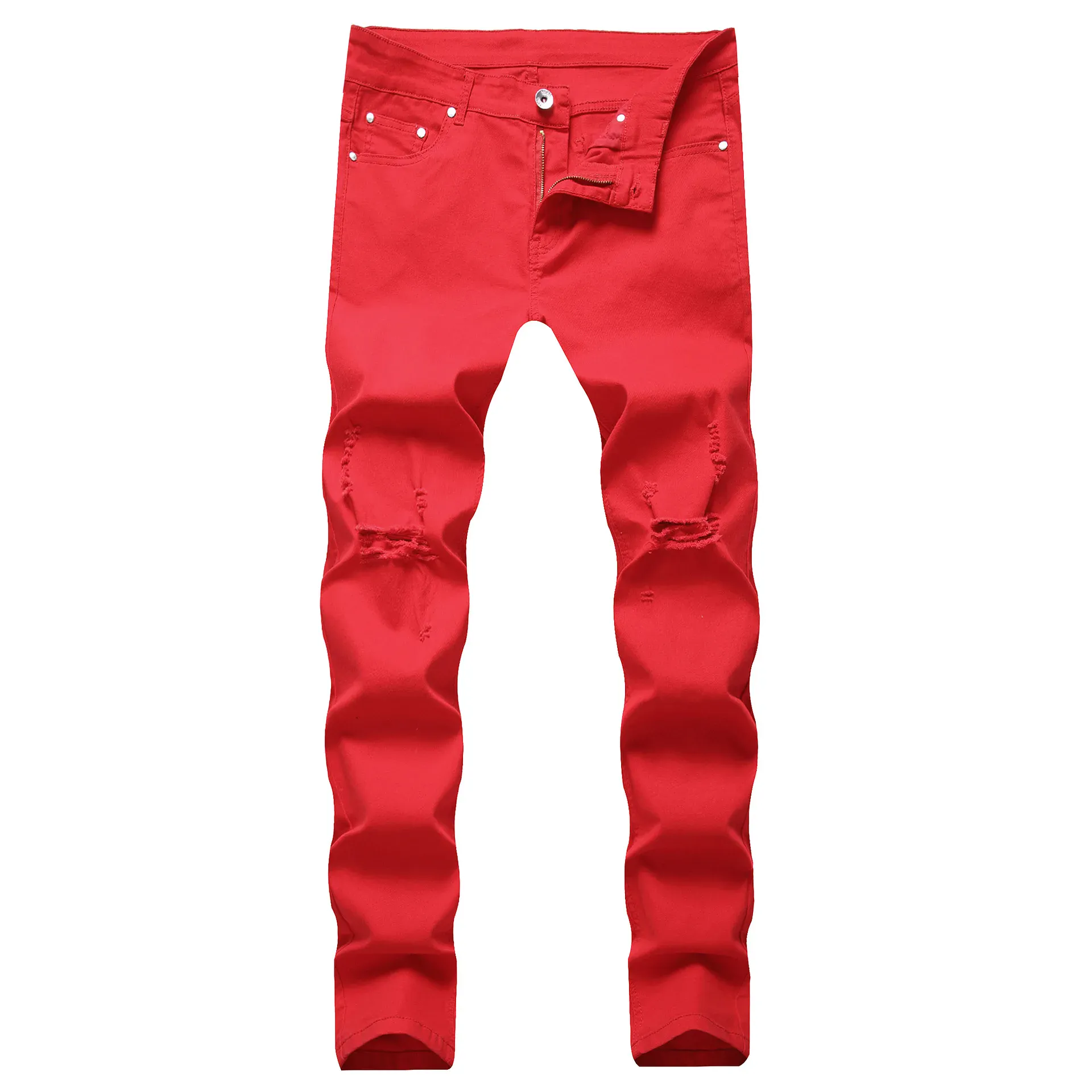 Skinny Jeans Men Denim Pant Punk Street Style Ripped Vintage Wash Trouser Mens Casual Slim Fit Pencil Denim Holes Pants 2025
