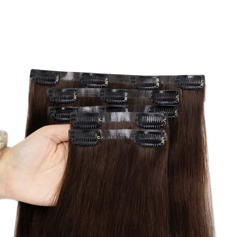 Invisible Thick PU Clip in Hair Extensions Real Human Hair Straight Remy Hair Clip in Hair Extensions 7pcs for Women Daily Use