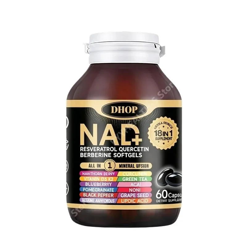 NAD+ Softgels med Resveratrol Quercetin Berberine Softgels 18-i-1 tillägg för övergripande hälsostöd 60 kapslar