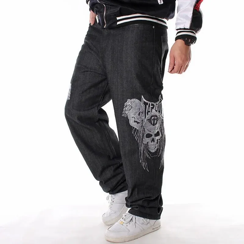 Y2K Big Size 70kg Mens Embroidery Oversized Jeans Hip Hop Loose Black Baggy Jean Trousers Man Rap Street Denim Punk Pants Hombre
