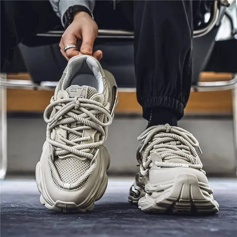 Men's Chunky Casual Sneakers Four Seasons Breathable Lightweight Outdoor Running Shoes Fashion Youth Soft-Sole Speed Sports Shoe